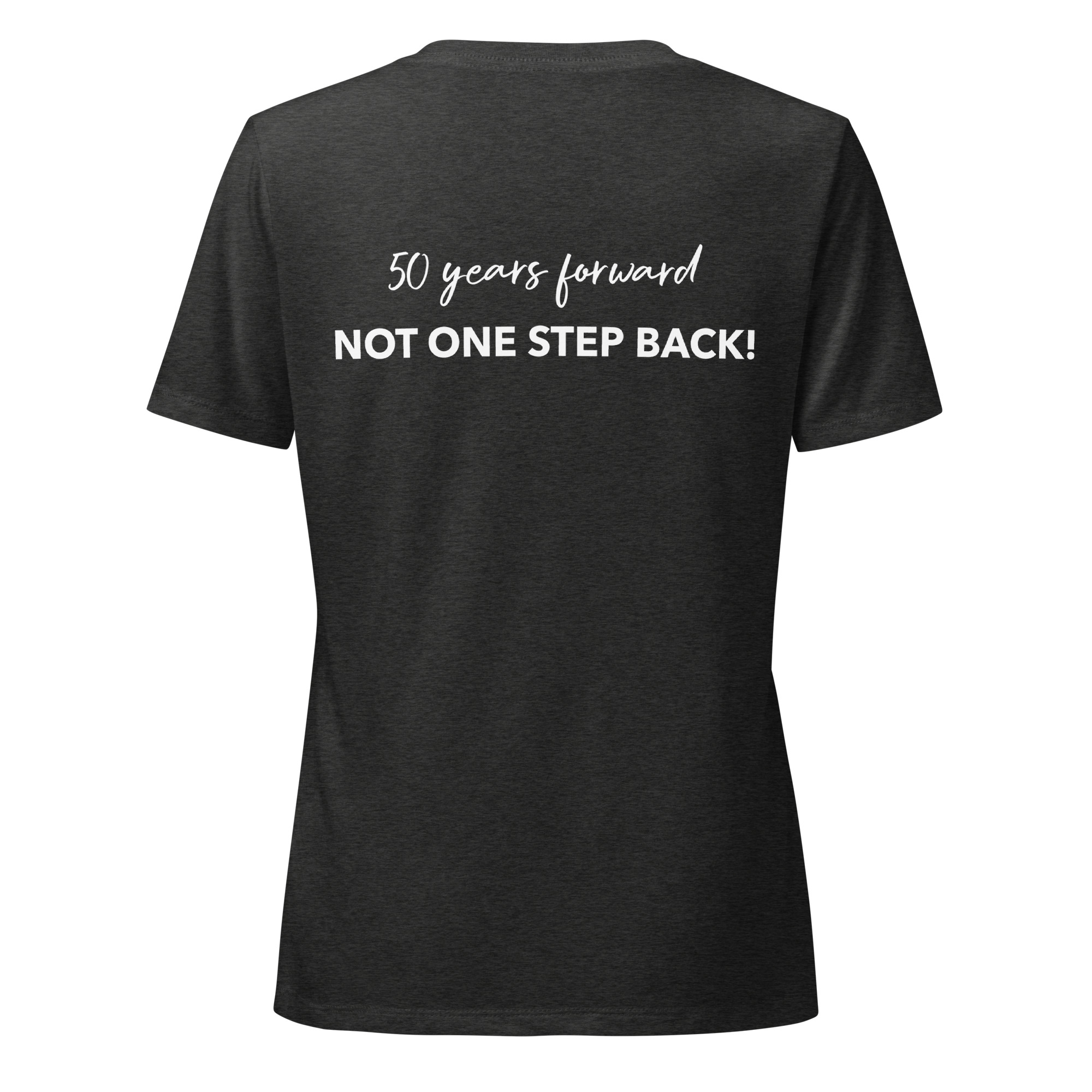 50 years - Not Going Back! women’s relaxed V-neck t-shirt - Image 6