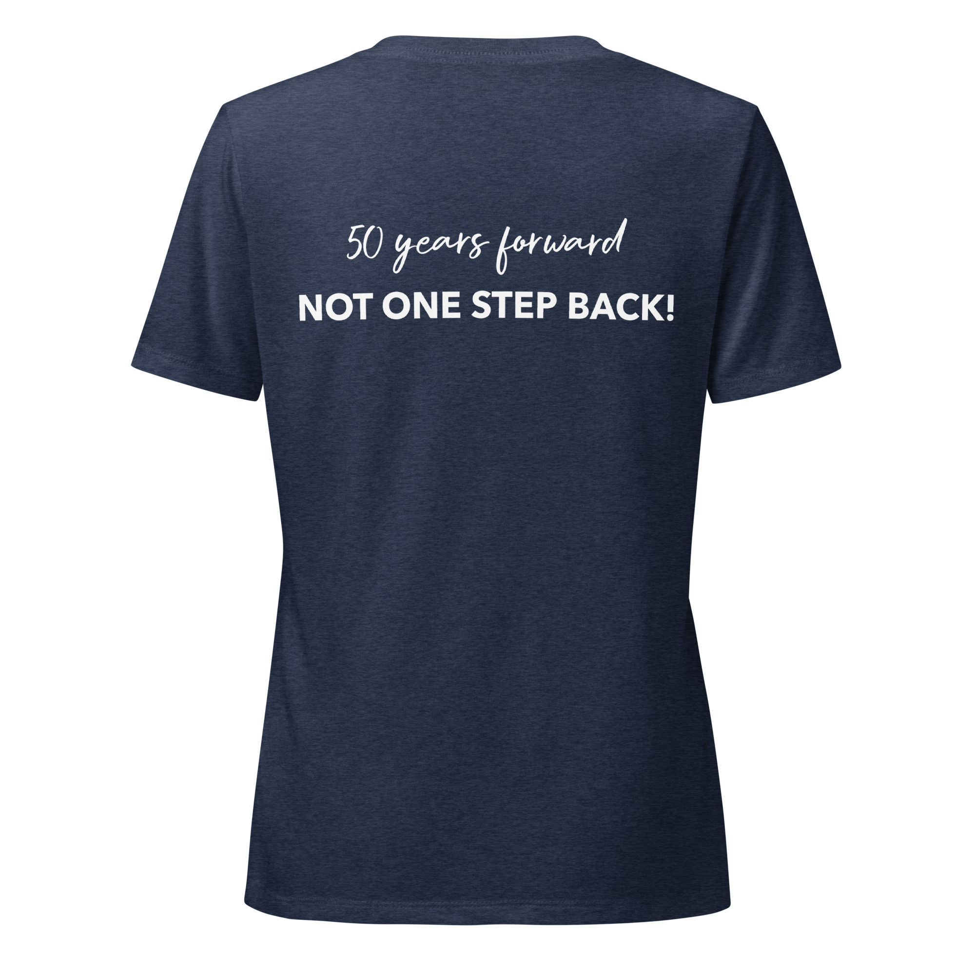 50 years - Not Going Back! women’s relaxed V-neck t-shirt - Image 4