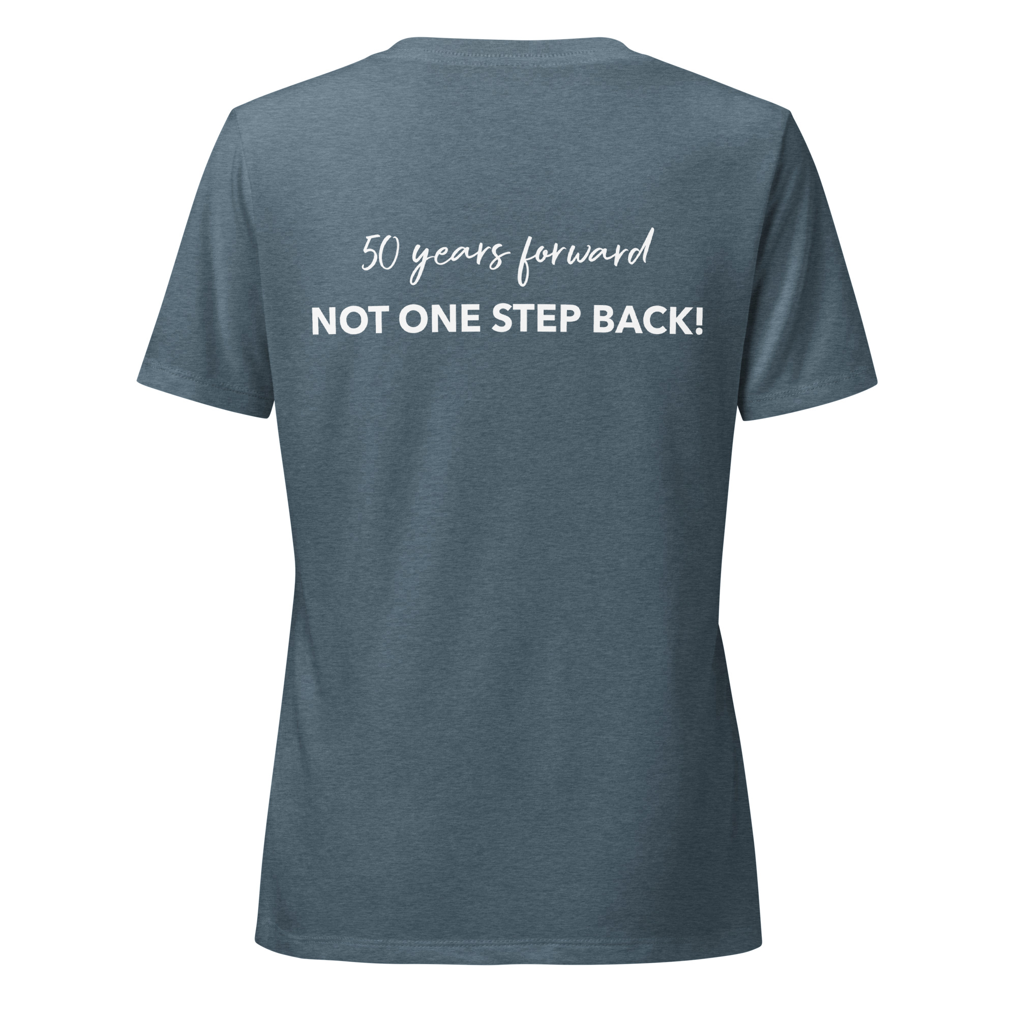 50 years - Not Going Back! women’s relaxed V-neck t-shirt - Image 8