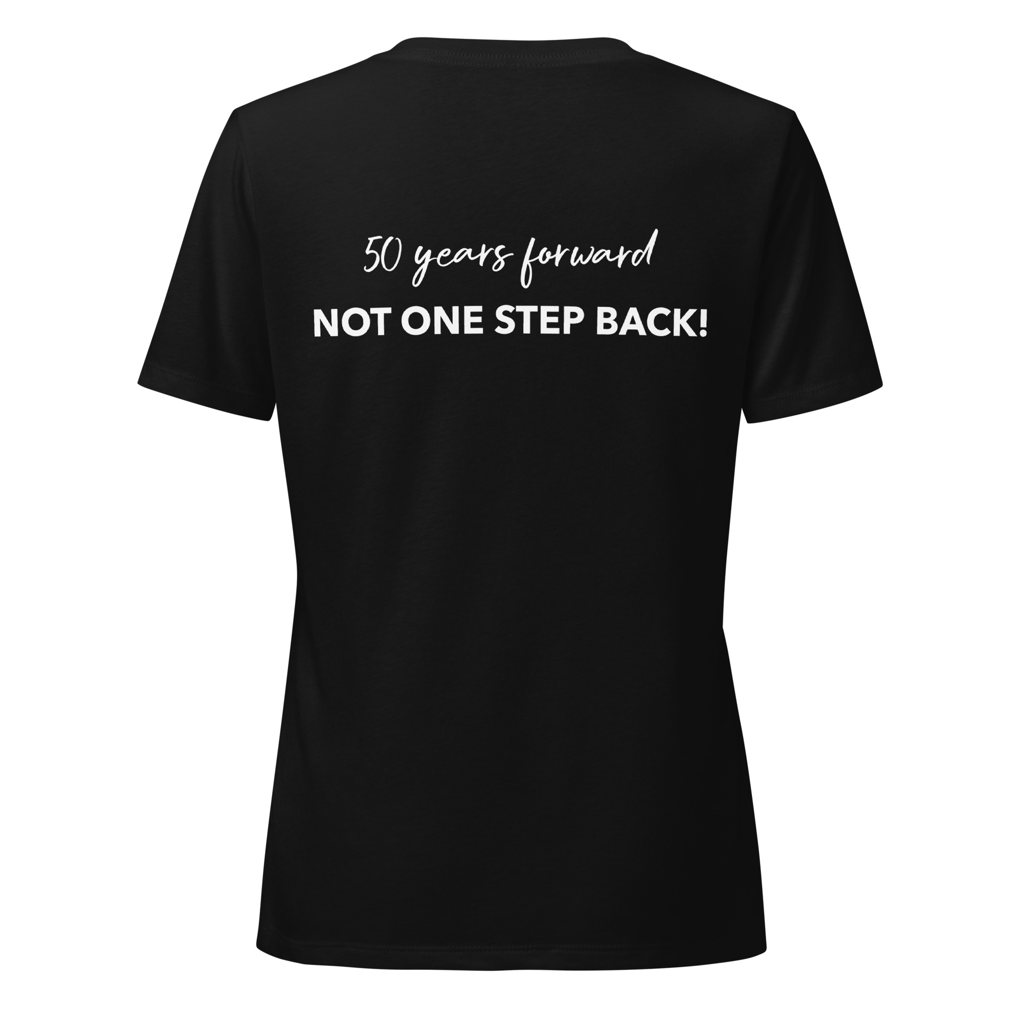 50 years - Not Going Back! women’s relaxed V-neck t-shirt - Image 3